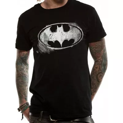 Buy DC Comics Batman Logo Mono Distressed Mens Black T-shirt • 12.99£