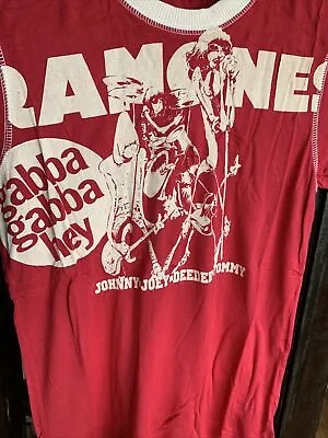 Buy Vintage 90's Ramones Large T-shirt Gabba Gabba Hey Red Rock Dbl Sided Women’s • 7.09£