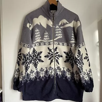 Buy Coattales Men’s Vintage Winter Snowflake Pine Zipped Fleece Jacket Size M • 15£