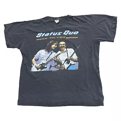 Buy Status Quo T-Shirt Rock Til You Drop Graphic Print Single Stitch 1991 Mens Large • 19.99£