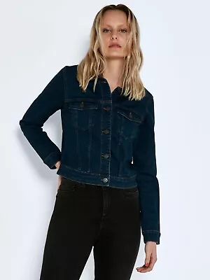 Buy NOISY MAY Women's Short Denim Jacket Basic Transitional Denim Stonewashed NMDEBR • 28.69£