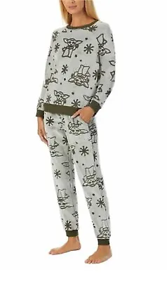 Buy STAR WARS Mandalorian Womens Green PJ's Size Medium M Pajamas 2-Piece Fleece NEW • 16.06£