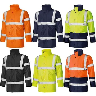 Buy Hi Viz Visibility Parka Jacket Reflective Waterproof Security Highway Coat • 27.85£