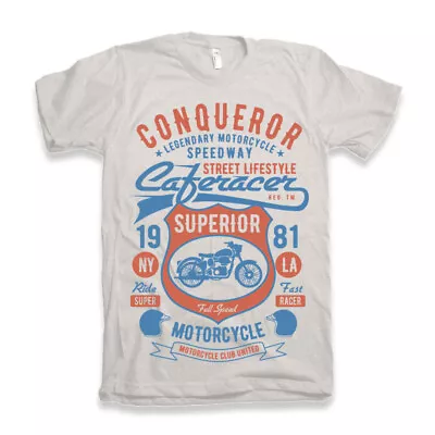 Buy Conqueror Speedway T Shirt Mens Motorcycles Garage Full Speed Ls Cafe Race Crew  • 14.49£
