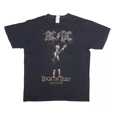 Buy FRUIT OF THE LOOM AC/DC Rock Or Bust World Tour 2015 Mens Band T-Shirt Black L • 11.99£