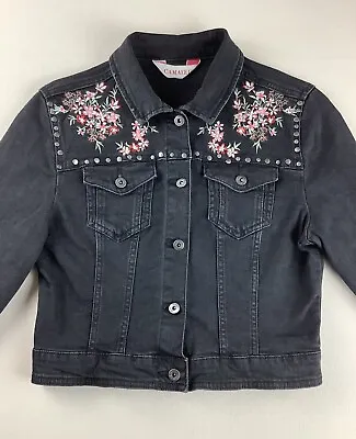 Buy Cropped Denim Jacket Embroidered Ladies’ Size 36” • 11.99£