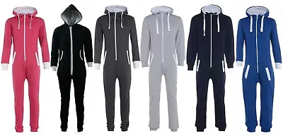 Buy New Men's Aztec Plain Hooded Zip Up Oneses Jumpsuit  Size Small To 3XL • 9.99£