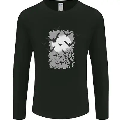 Buy A Bat Landscape With A Full Moon Halloween Mens Long Sleeve T-Shirt • 11.99£