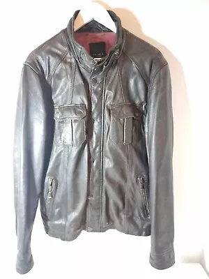 Buy Ted Baker Men's Leather Jacket Dark Brown Size 5 (XL)  • 27.99£