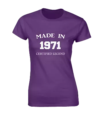 Buy Made In 1971 Ladies T Shirt 50th Birthday Present Gift Idea Funny Joke Top New • 7.99£