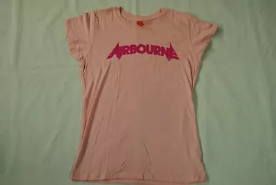 Buy Airbourne Logo Pink Ladies Skinny T Shirt New Official Ready To Rock Runnin Wild • 9.99£