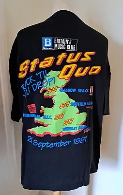 Buy Vintage Status Quo 1991 Tour T-Shirt  Rock ‘Til You Drop' Size L. Chest 42/44  • 40£