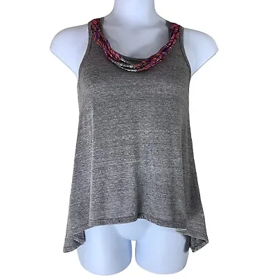 Buy Hive & Honey Size Small Tank Top Beaded Rope Necklace Accent Hi Low Knit Shirt • 24£