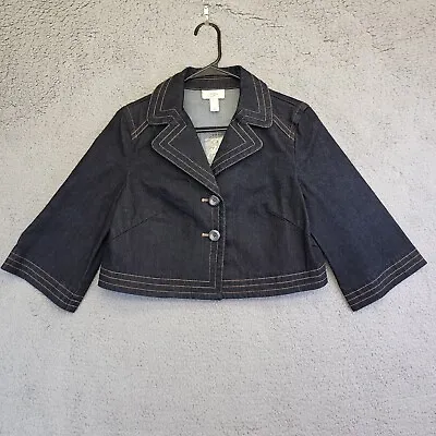 Buy Ann Taylor Denim Jacket Women’s Small Dark Wash Cropped Blazer Half Sleeve New • 23.37£