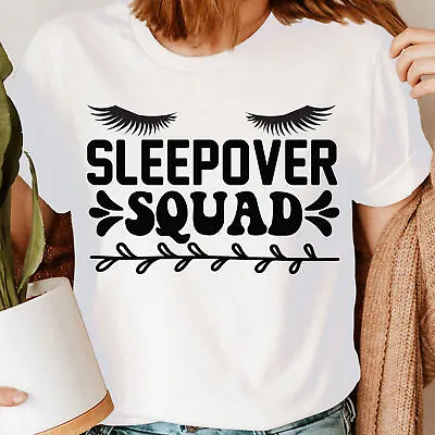 Buy Sleepover Squad Girls Pyjama PJ Slumber Party Funny Novelty Womens T-Shirts #DNE • 9.99£