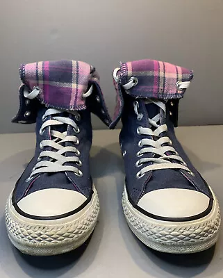 Buy Converse All Star Chuck Taylor X-hi Convertible Blue With Purple Tartan UK 5 • 24.99£
