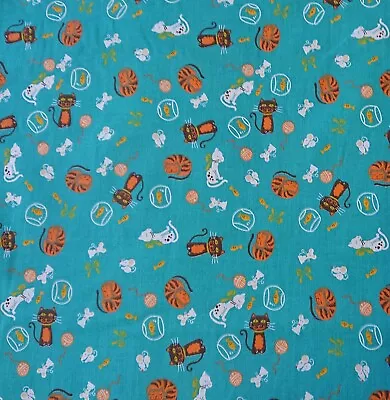 Buy Polycotton Aristo Cats Jade Novelty Quilting Patchwork Bunting Craft Fabric  • 2.99£