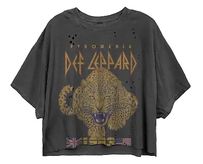 Buy Def Leppard Rock Band Tour 1983 Cat Women's Vintage Crop Top Tee Shirt New • 18.89£
