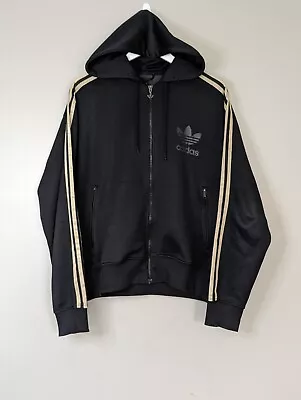Buy Adidas Originals Retro Trefoil Zip Hoody Large Mens Black Gold • 9.99£