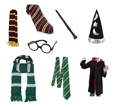 Buy Book Wizard Boy Fancy Dress Maroon & Yellow Costume Party Harry Wand Glasses Set • 5.99£