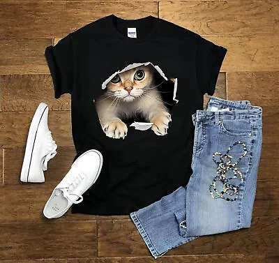 Buy 3D GraPhic Cat Mens Kids T-Shirt Funny Gift Cute Cat Lovers Birthday Tee Top • 7.99£