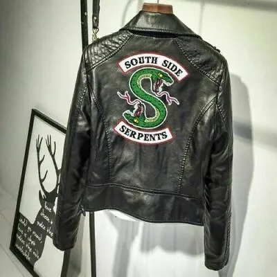 Buy UK Hot Southside Serpents Riverdale Women's Leather Jacket Print Jumper Coats A1 • 33.48£