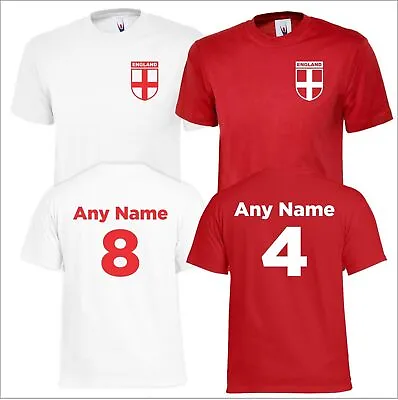 Buy KIDS Personalised England Football T Shirt Boys Girls Custom Name Gift Child Tee • 8.35£