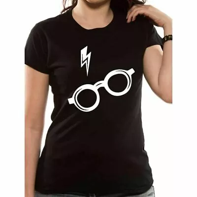 Buy Harry Potter Glasses And Lightning Scar Official Hogwarts Ladies T-shirt • 7.99£