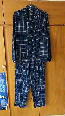 Buy Jeff Banks Blue Checked Cotton Pyjamas Set - Size Large • 7.50£