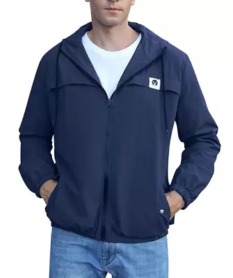 Buy Men's Lightweight Showerproof Jacket Quick Dry Zip Hood Pockets Blue Black Khaki • 10.99£