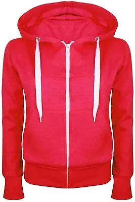 Buy Plus Size Womens Plain Zip Hoodie Ladies Hooded Zipper Sweatshirt Jacket Top • 7.49£