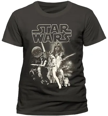 Buy Star Wars T Shirt Official  A New Hope Classic Movie Poster Grey New • 9.95£