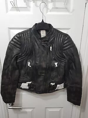 Buy FREE PEOPLE Fenix Leather Moto Jacket Black Size S RRP $498 • 179.99£