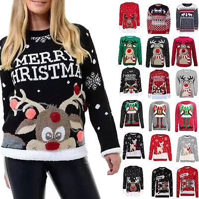 Buy New Ladies Men's Christmas Jumper Novelty Vintage Xmas Knitted Sweater 8-26 • 11.99£