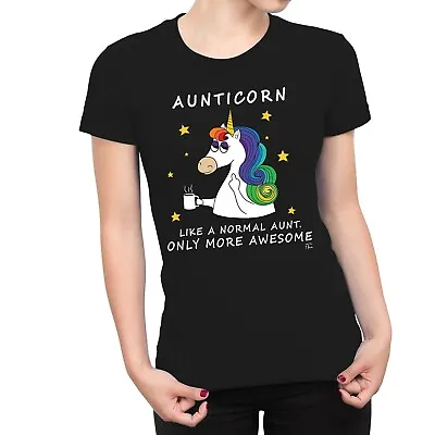 Buy 1Tee Womens Aunticorn, Like A Normal Aunt Only Awesome Dabbing Unicorn T-Shirt • 7.99£