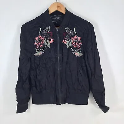 Buy Forever New Womens Bomber Jacket Size 8 Black Floral Long Sleeve Zip 067560 • 18.93£