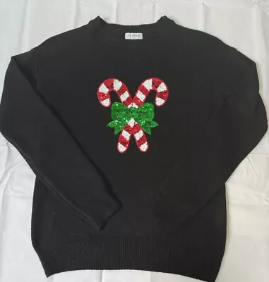 Buy Matalan Women's Black Candy Cane Christmas Jumper - Size S - Excellent Condition • 4£