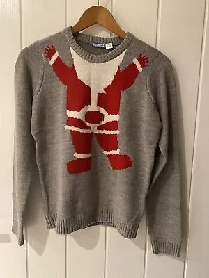 Buy Xmas Santa Jumper Age 12/14 Grey Red Worn Once Excellent Cond. Usedto Sing Music • 7£