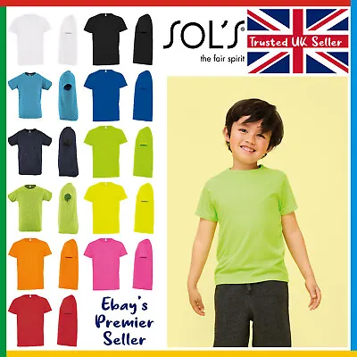 Buy Kids Sporty Plain T-Shirt - Sol's 100% Polyester Children's Tee - Breathable • 2.57£