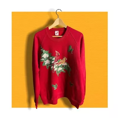 Buy Red Bird Vintage Pull Over Sweater Jumper Christmas Womens Mens • 7.25£