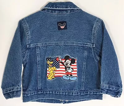 Buy DISNEY Store Girl Kids Jean Jacket Mickey Mouse Pluto Embroidered Cotton Denim • 7.35£