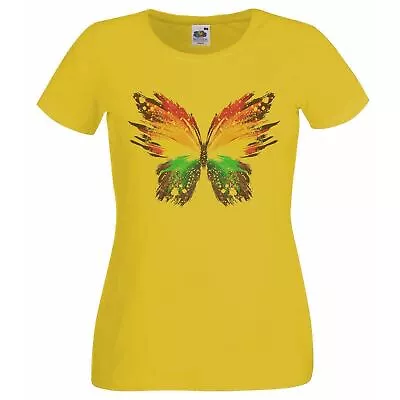 Buy Abstract Butterfly Art Rainbow Insect Bug Yellow Lady Fit T-Shirt • 12.95£