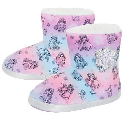 Buy Girls Disney Frozen Slipper Boots Elsa Anna Slippers Warm Fleece Booties Gift • 15.95£