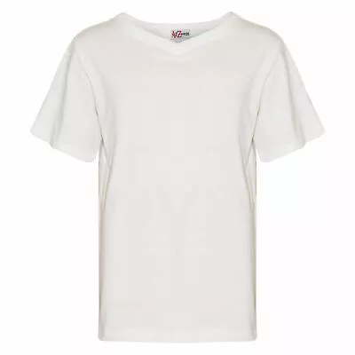 Buy Kids Basic T Shirt V Crew Neck Casual Everyday Fashion Boys Girls Age 2-13 • 4.99£