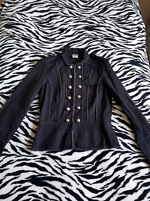 Buy Bay Black Military Jacket Button Steampunk Victorian Gothic 90s Size 8 Vintage • 17.99£