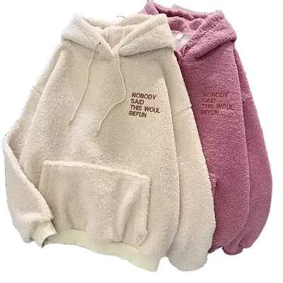 Buy Soft Women Teddy Bear Jumper Fluffy Coat Fleece Sweater Hooded Pullover Top UK • 19.99£