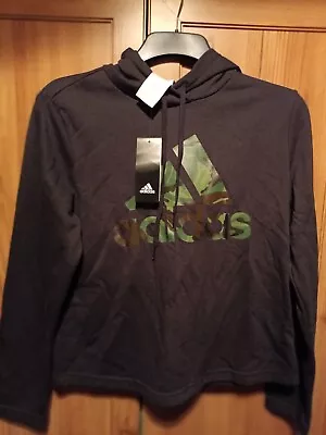 Buy Ladies Adidas Black Cropped Army Camo Camouflage Hoodie Size 12-14 BNWT • 27£