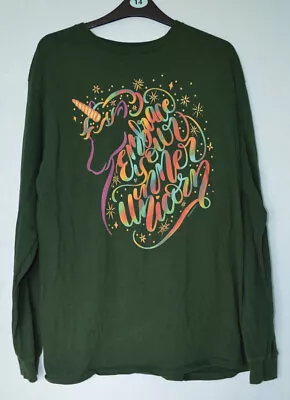 Buy  Embrace Your Inner Unicorn; Long Sleeve T Shirt, Size L, Green. VGC • 12.99£