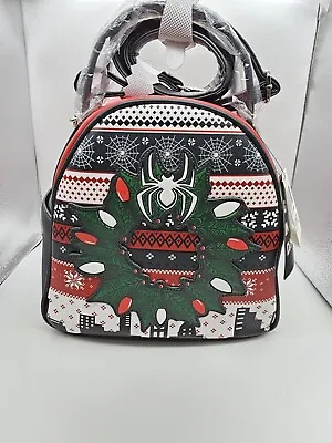 Buy Marvel Miles/Spider-Man Christmas Sweater Mini Backpack NWT BoxLunch Glow In The • 56.70£