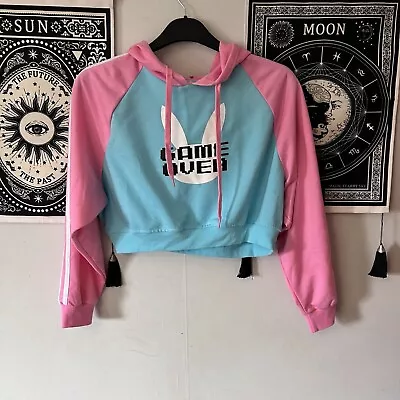 Buy Little For Big Womens S DVA Overwatch Blue Pink Cropped Hoodie Pullover • 16.99£